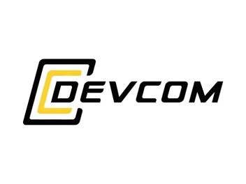 DEVCOM logo featuring a stylized gold and black design with bold text.
