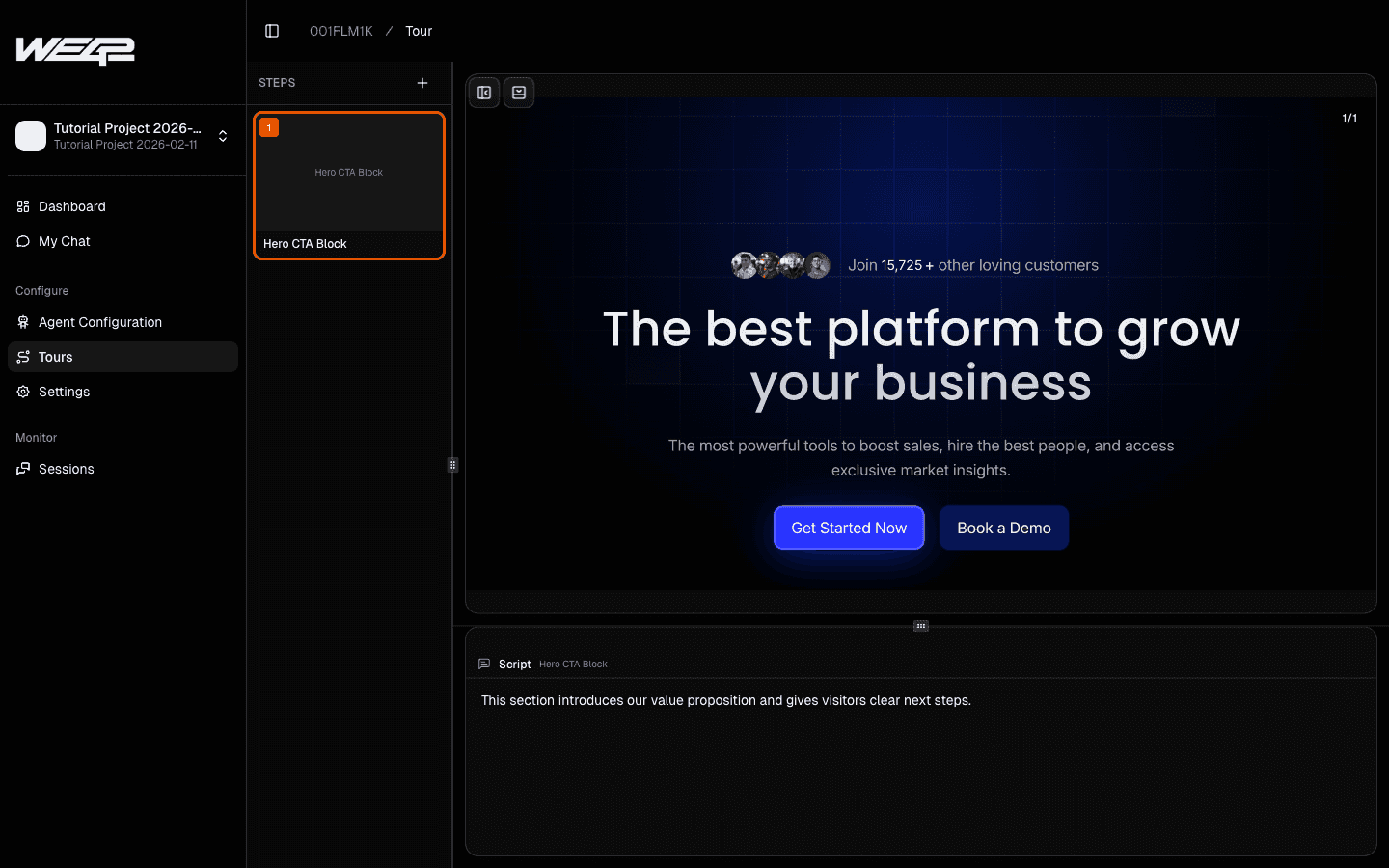 Script editor with step content