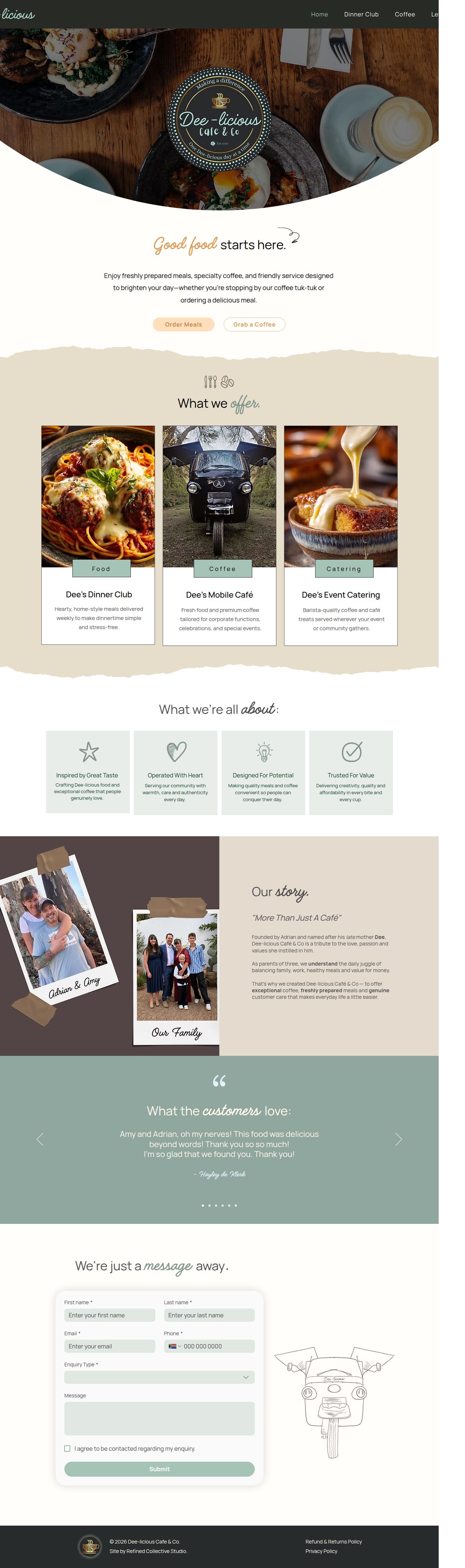 A sneak peek of the Dee-licious Cafe and Co homepage