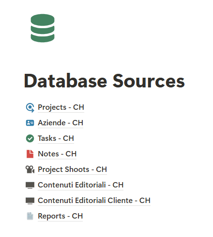 Database sorgente del sistema di Chupito