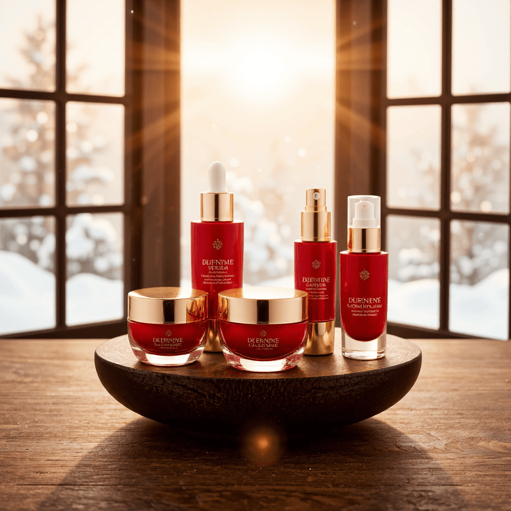 product photography of a set of skincare products including creams and serums