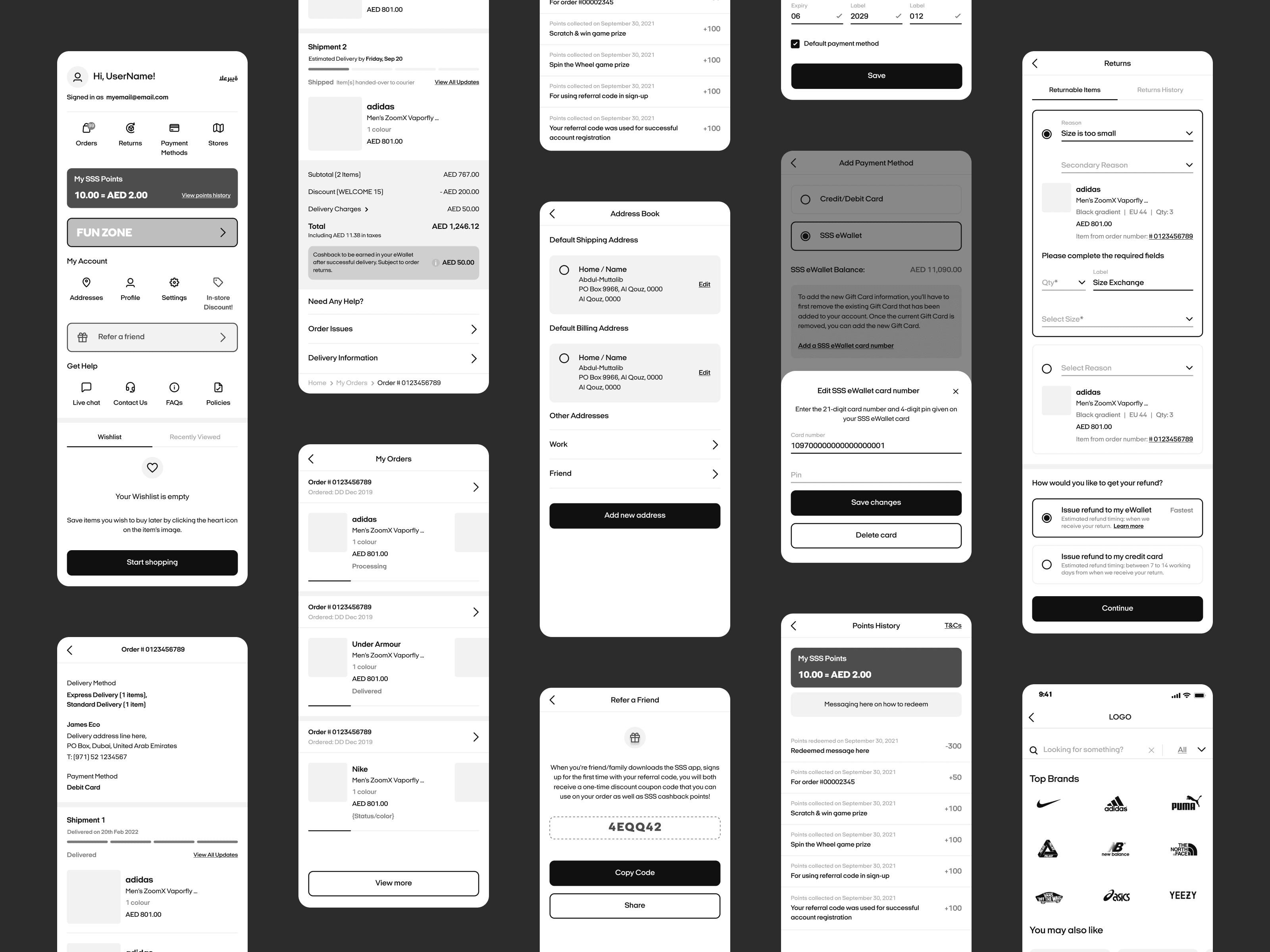 sun and sand sports ios mobile app screens wireframes