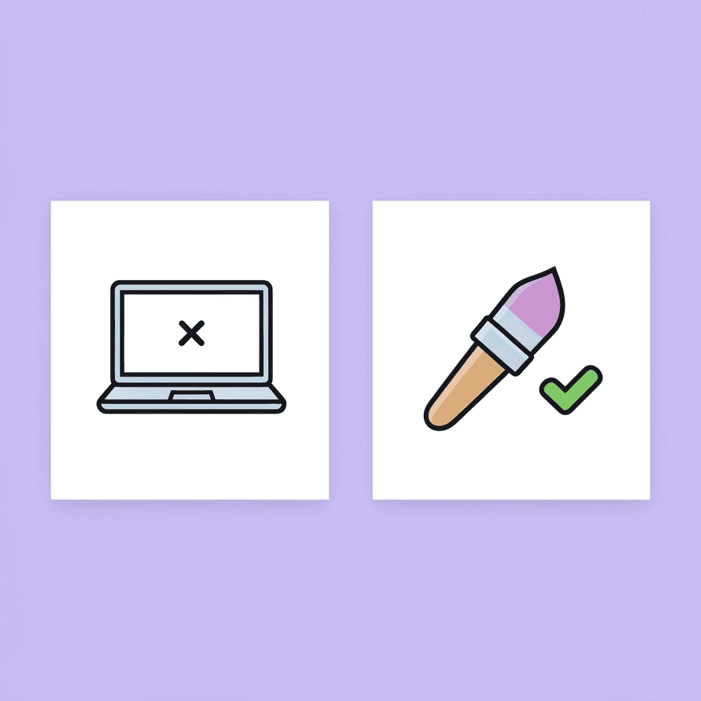 Before and after comparison: left side shows complex code requiring programming skills, right side shows simple visual drag-and-drop interface