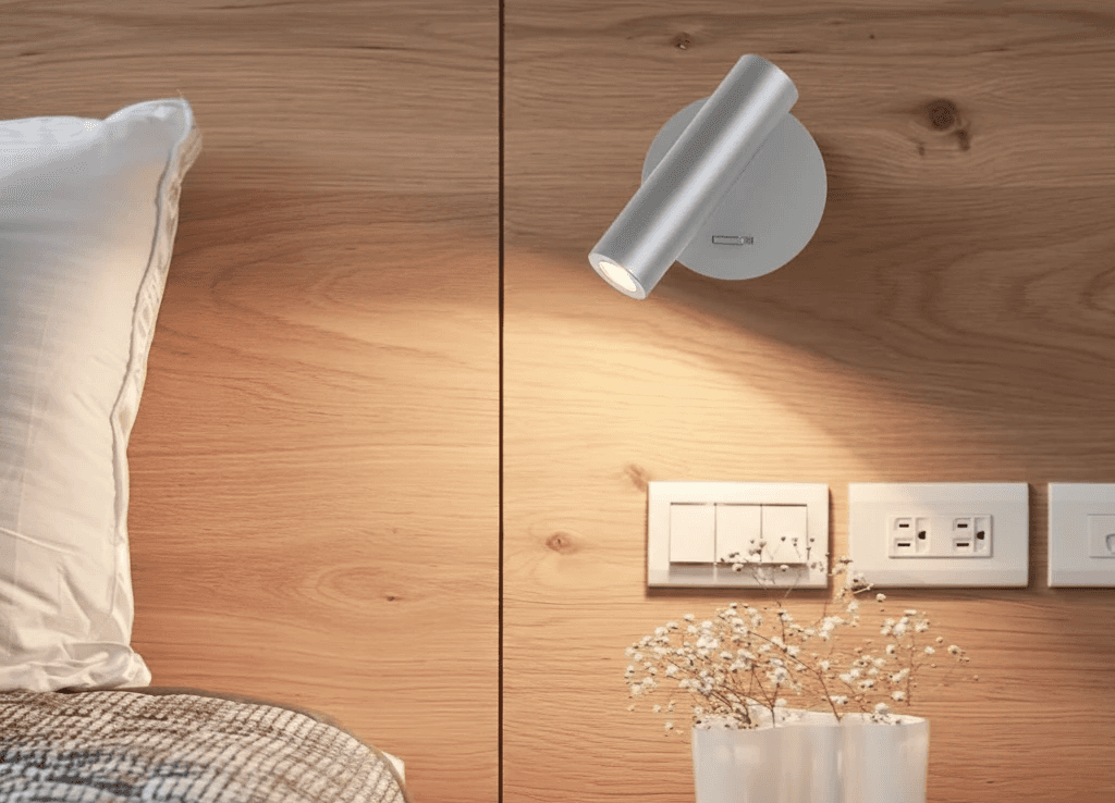 A Bedside light image with smart controls