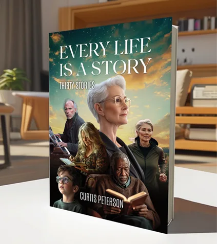 Book cover design for fiction short stories about everyday people, showcasing relatable and warm imagery