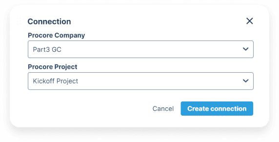 Diagram showing seamless document flow between Part3 and Procore platforms