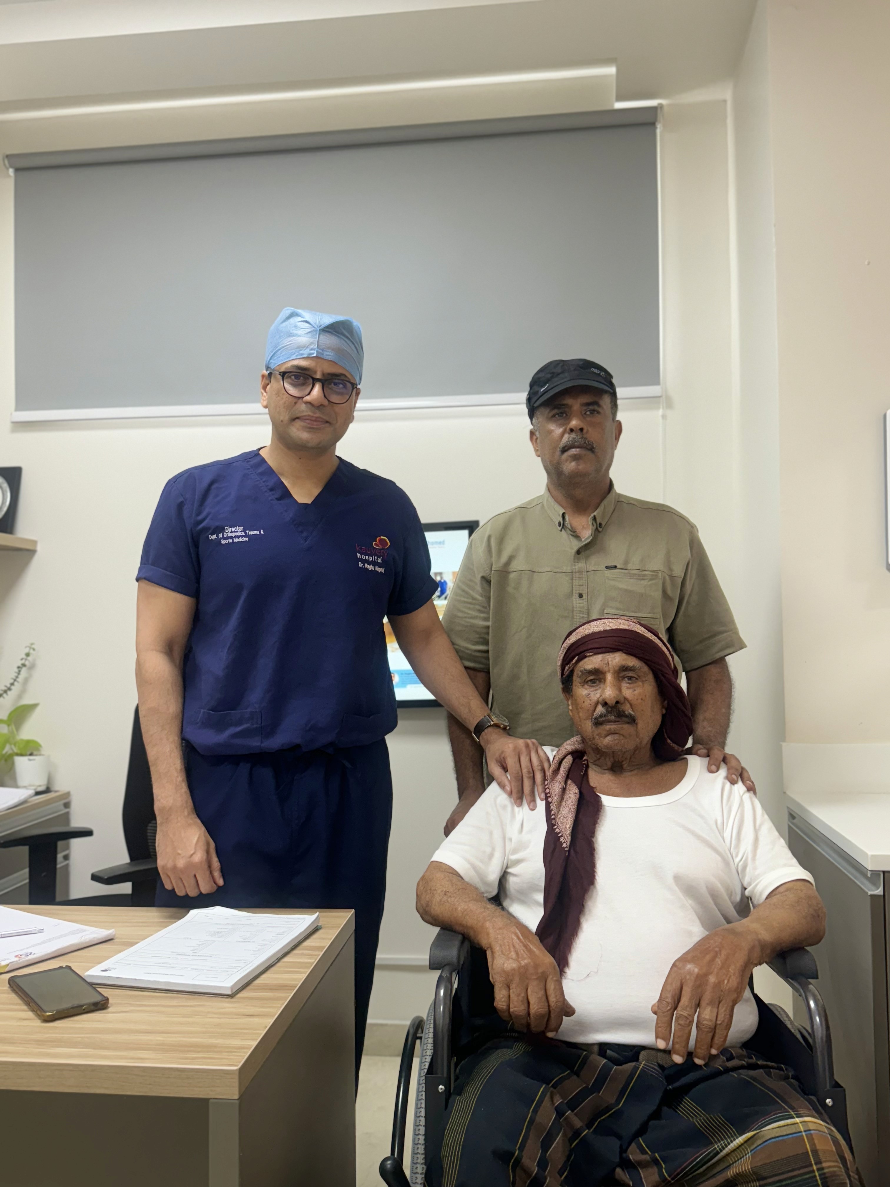 Post-surgery recovery photo - patient walking pain-free after robotic knee replacement by Dr. Raghu Nagaraj.