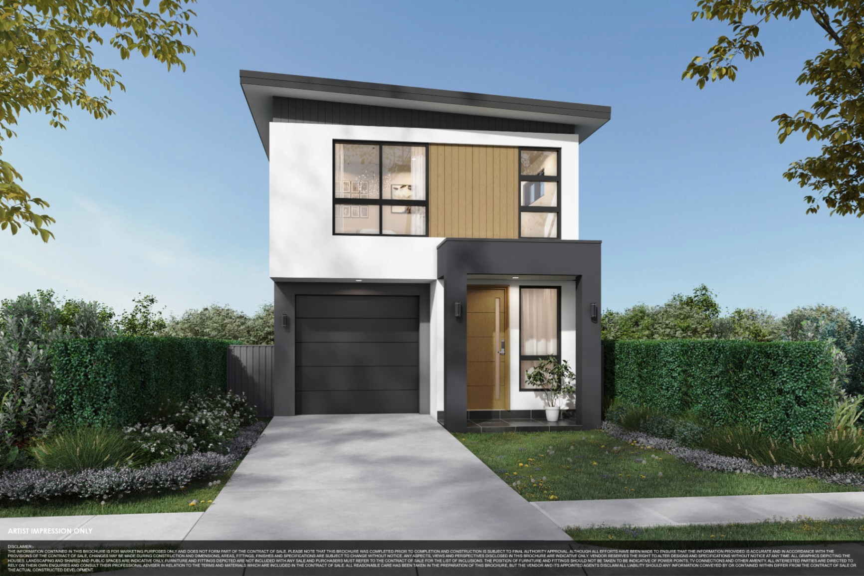 Contemporary family home at 226 Grange Avenue Marsden Park with sleek modern design and timber garage door.