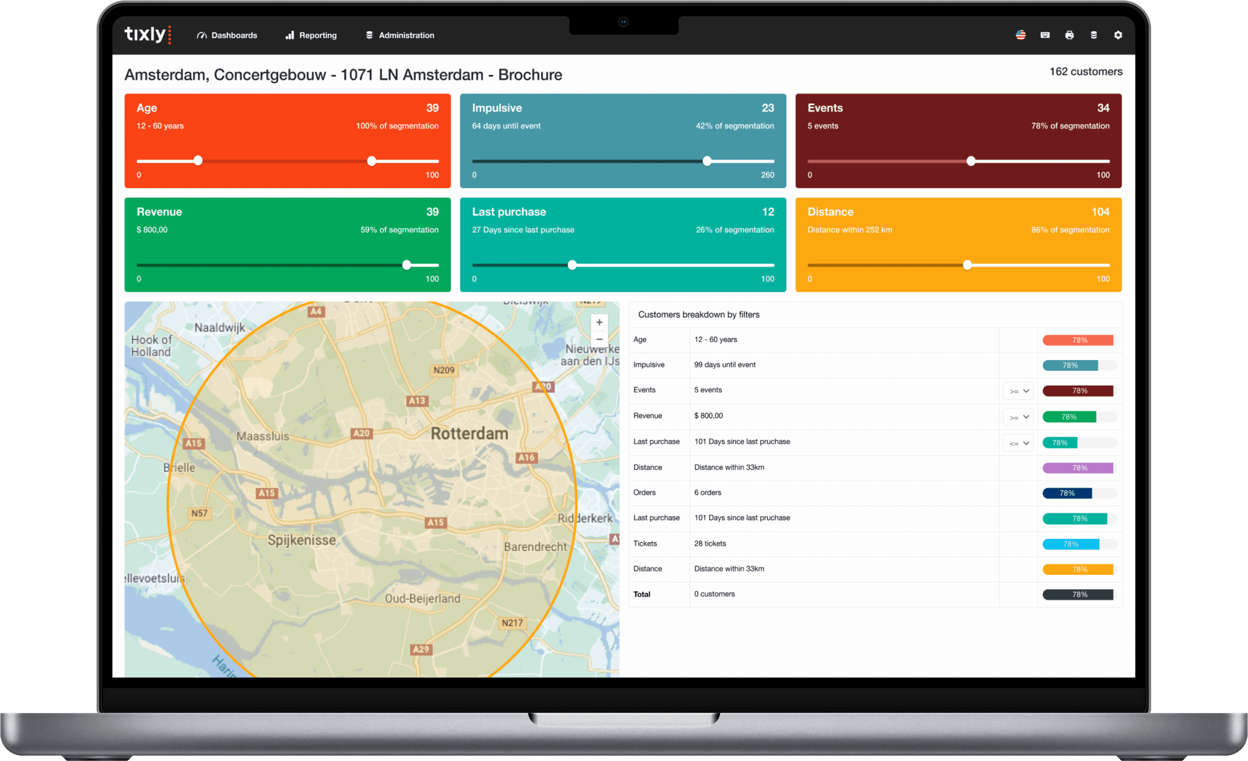 CRM interface in Tixly
