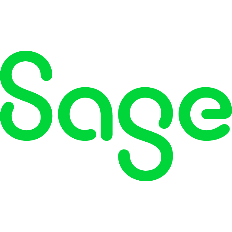 Green text spelling "Sage" on a grey background, with a modern font style.