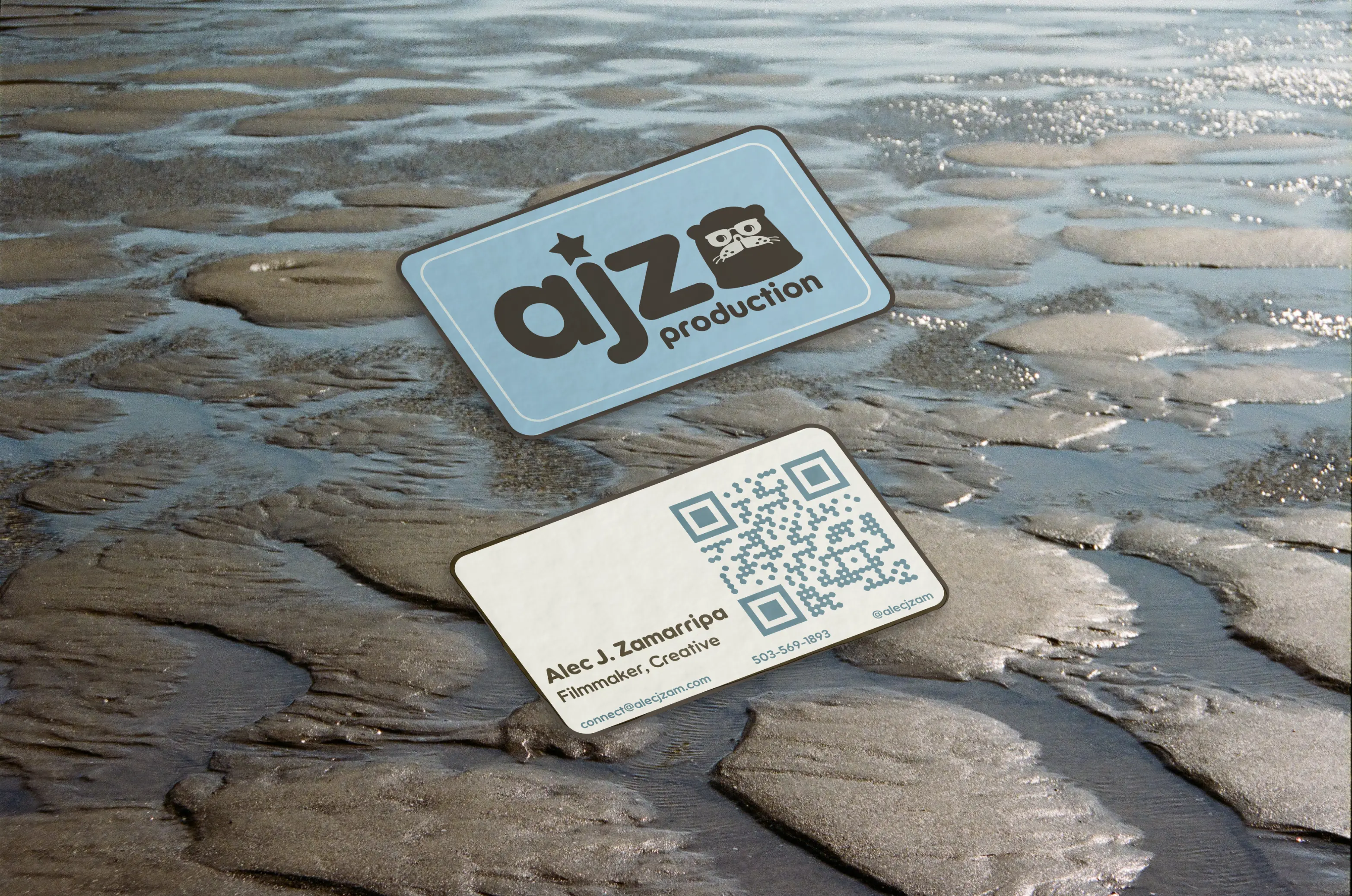 Business card mockup for AJZ Production