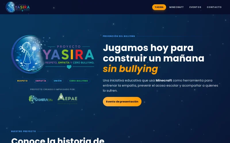 Captura de la web de Proyecto Yasira