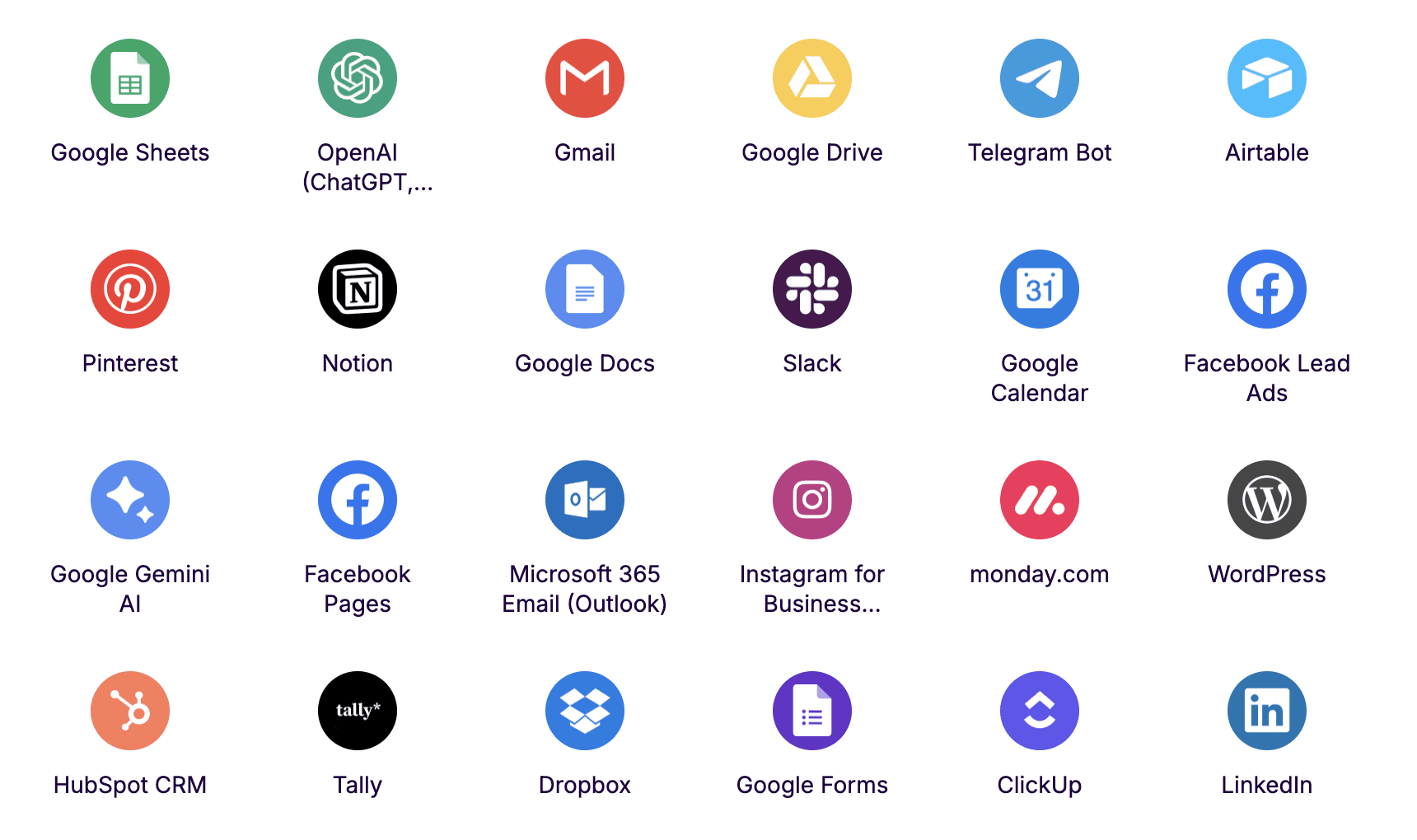 Über die make Integration können verschiedene Apps wie Google Sheets, OpenAI oder Gmail mit anny integriert wreden.