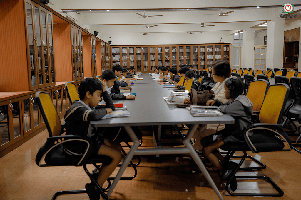 School with well stocked library