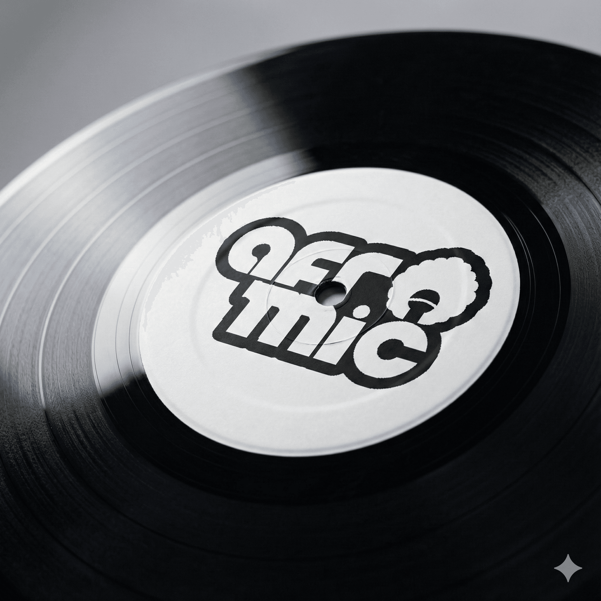 The Afromic logo printed as a label on a vinyl record.