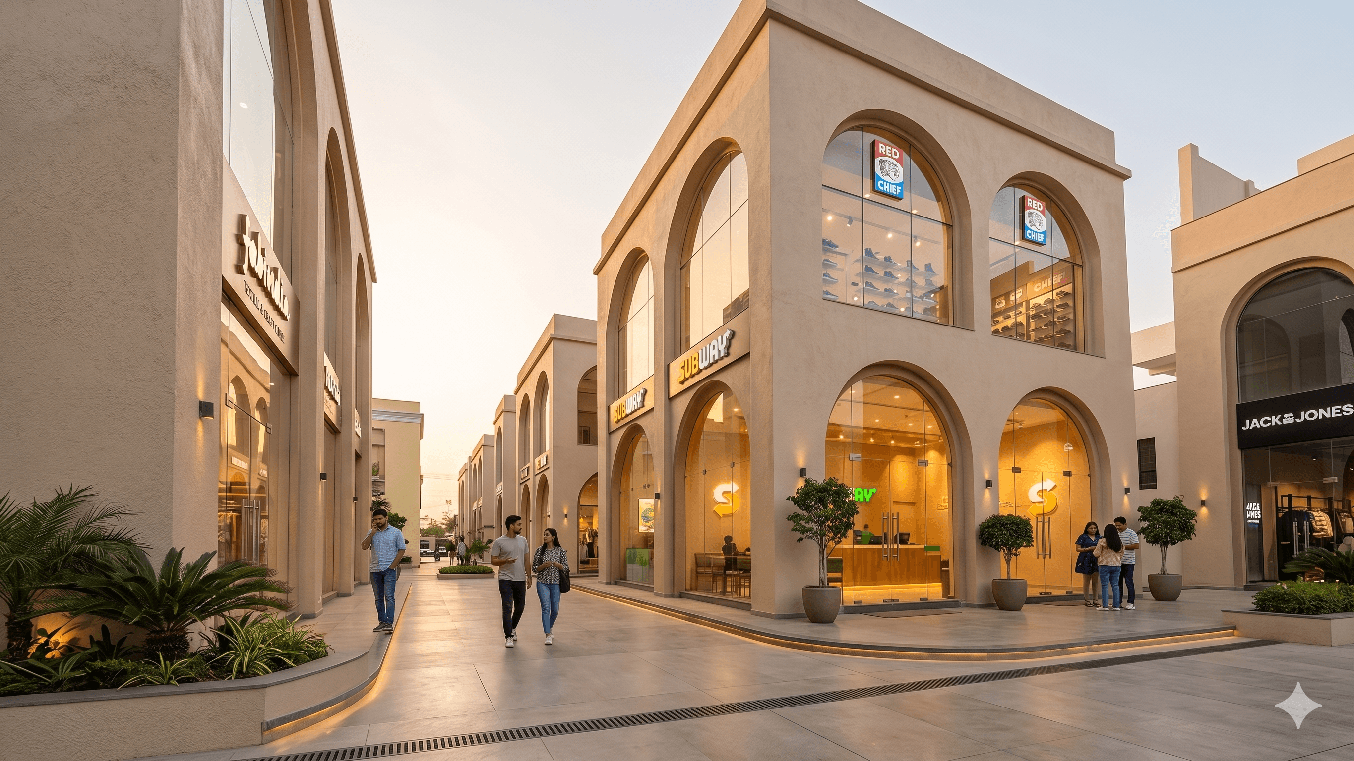 Grand galleria showrooms with people shopping around
