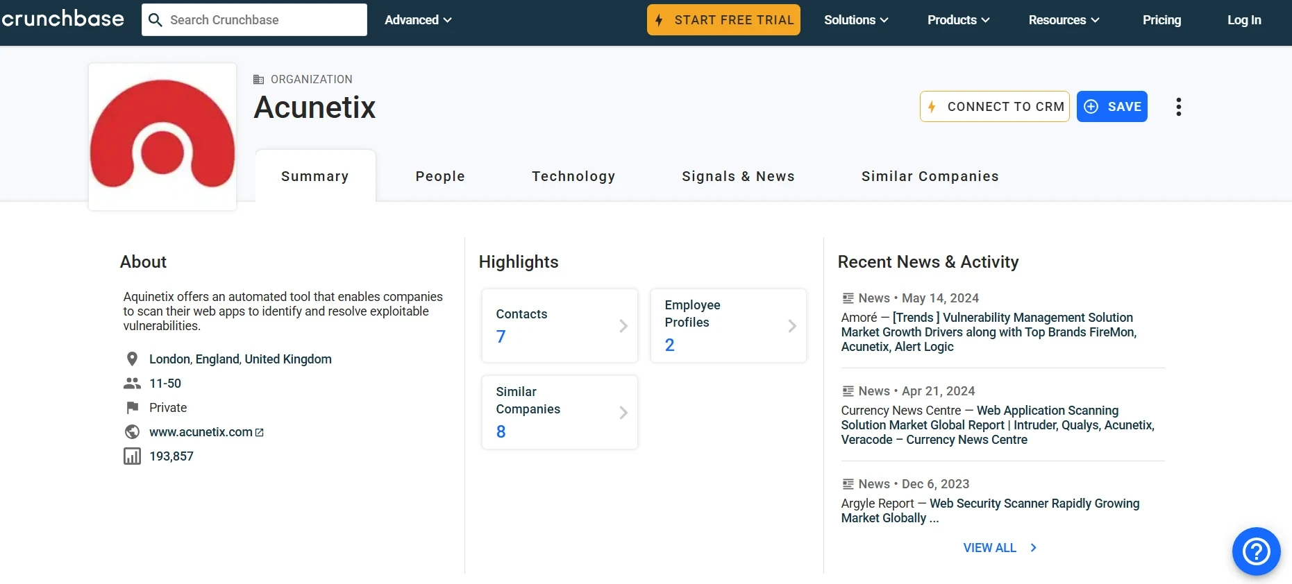 Acunetix Crunchbase