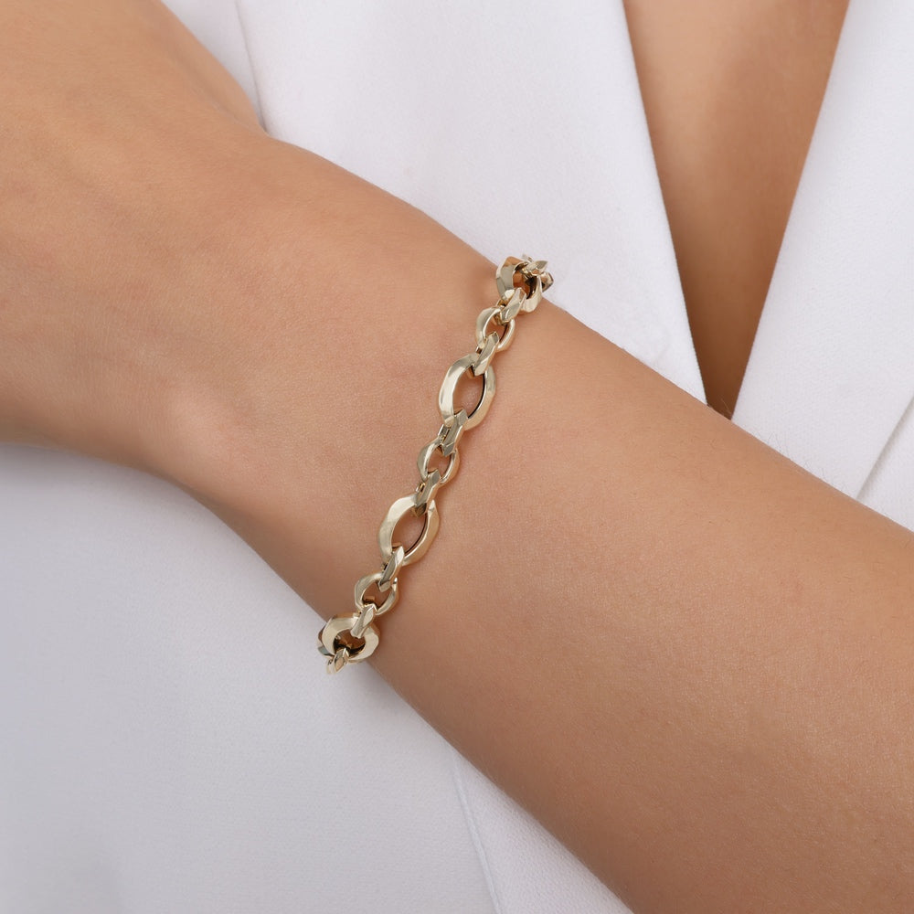 Assos Pırlanta 14 Ayar Altın Tasarım Bileklik 7.09 İnç Uzunluk