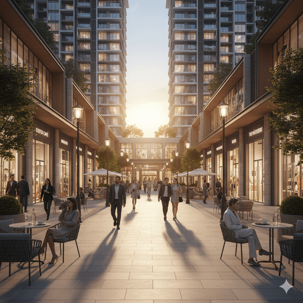 Vibrant integrated high street retail area for convenience at M3M low-rise floors