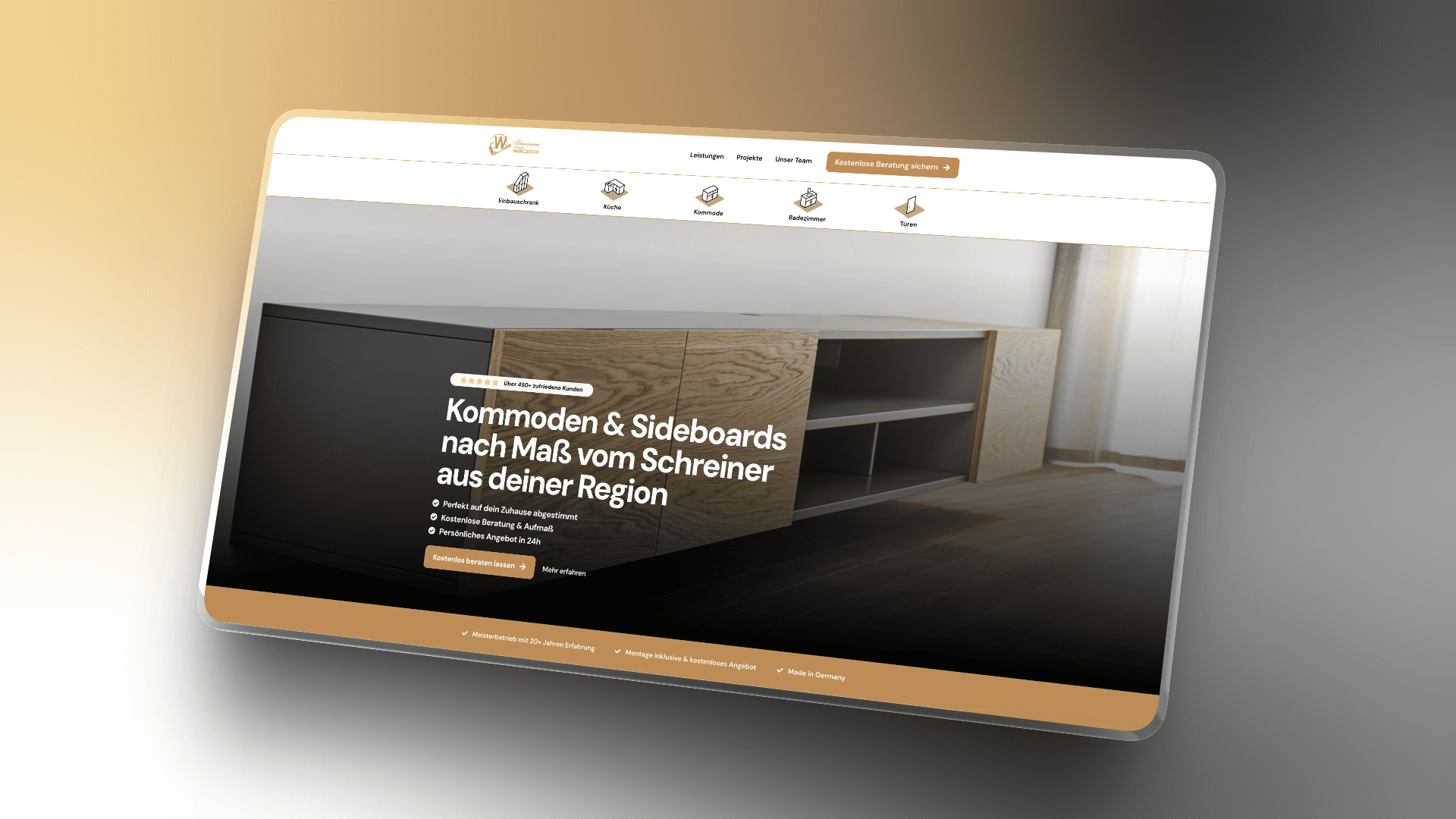 Moderne und strukturierte Website von der Schreinerei Maifeld als Handwerker mit Website von HORUS Studios