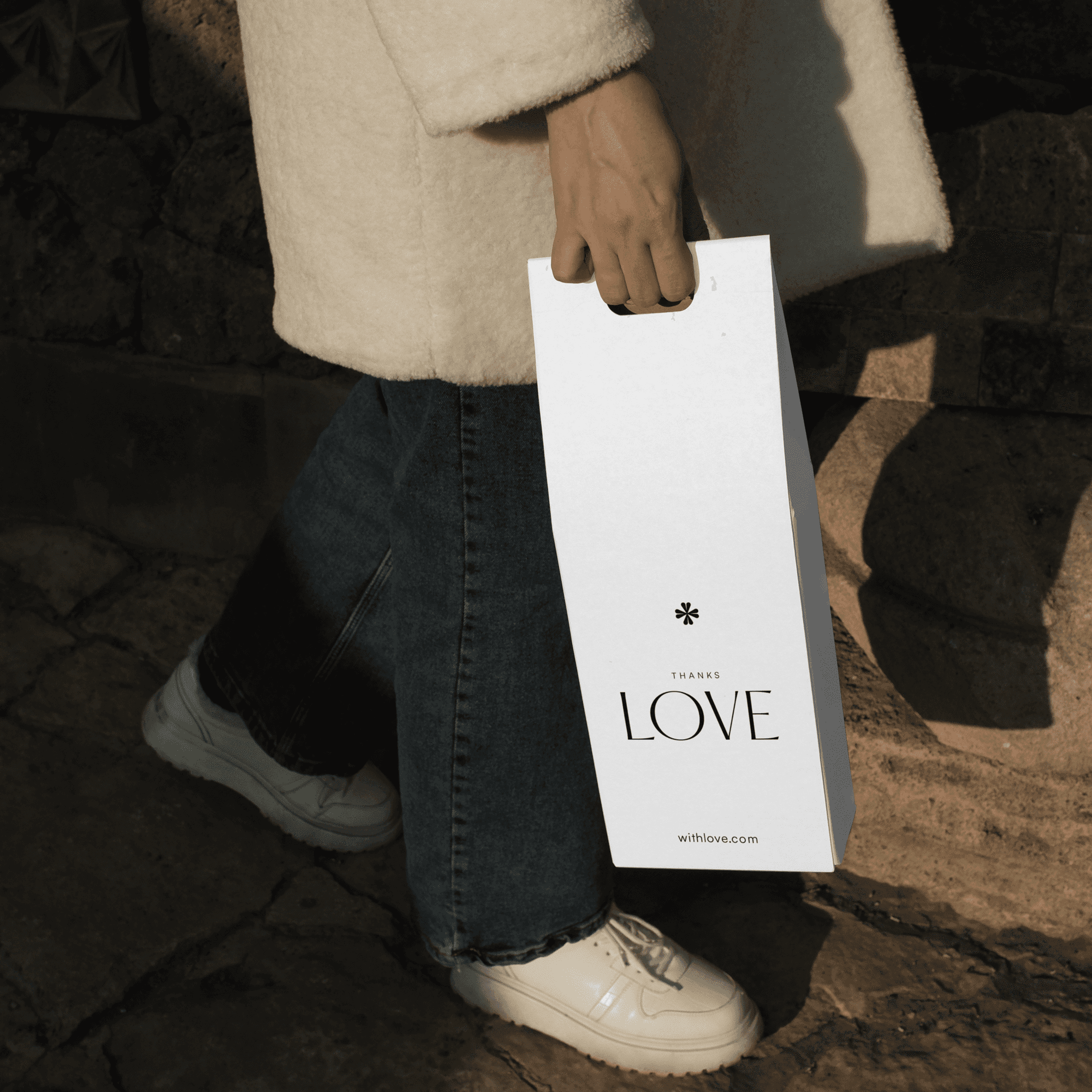 elegant white bag retail love