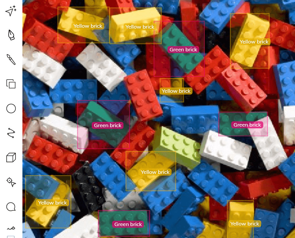 LEGO brick finder using color recognition and detection