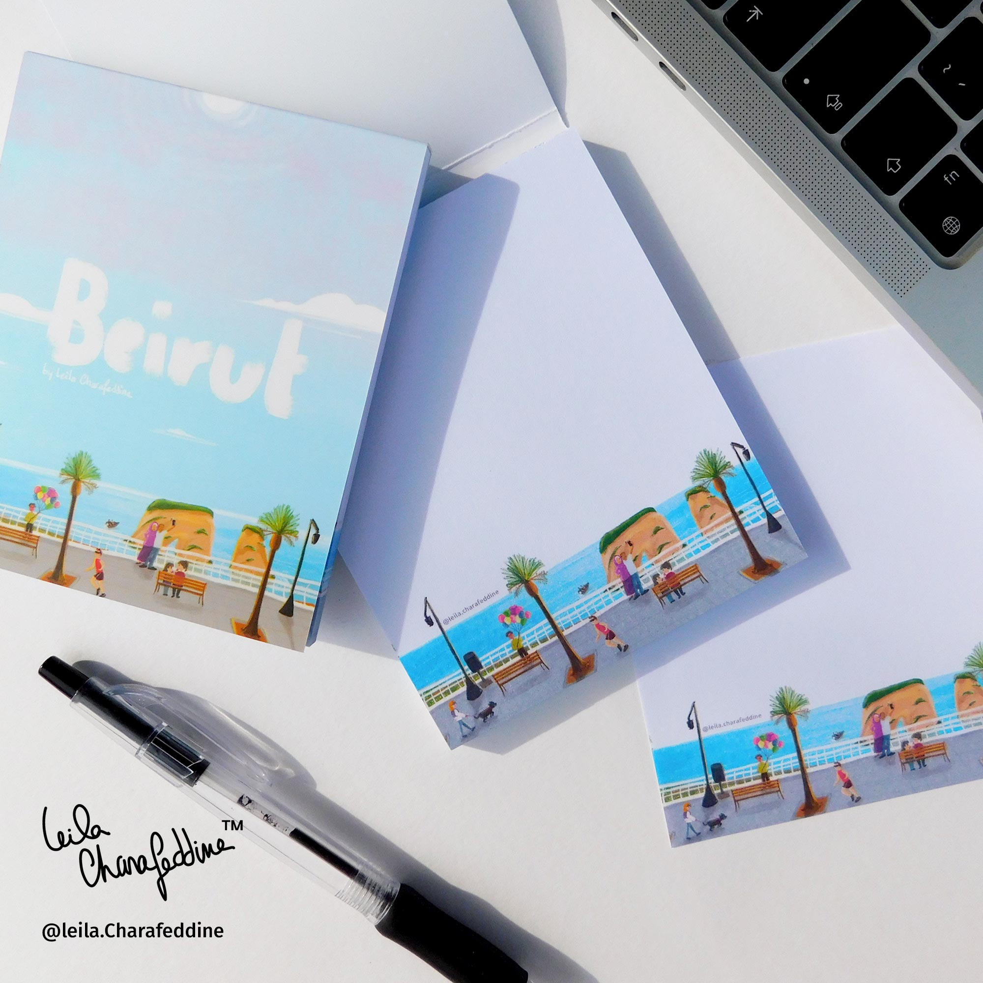 Leila Charafeddin closeup of beirut notepad