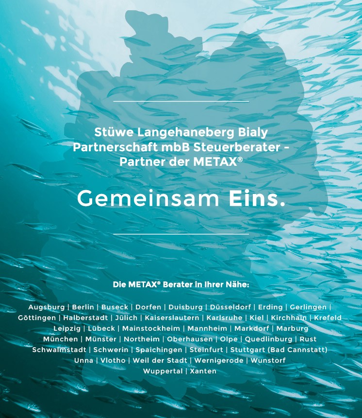 Metax Imageanzeige mit Text und einer Unterwasseraufnahme und einer Deutschland Silhouette