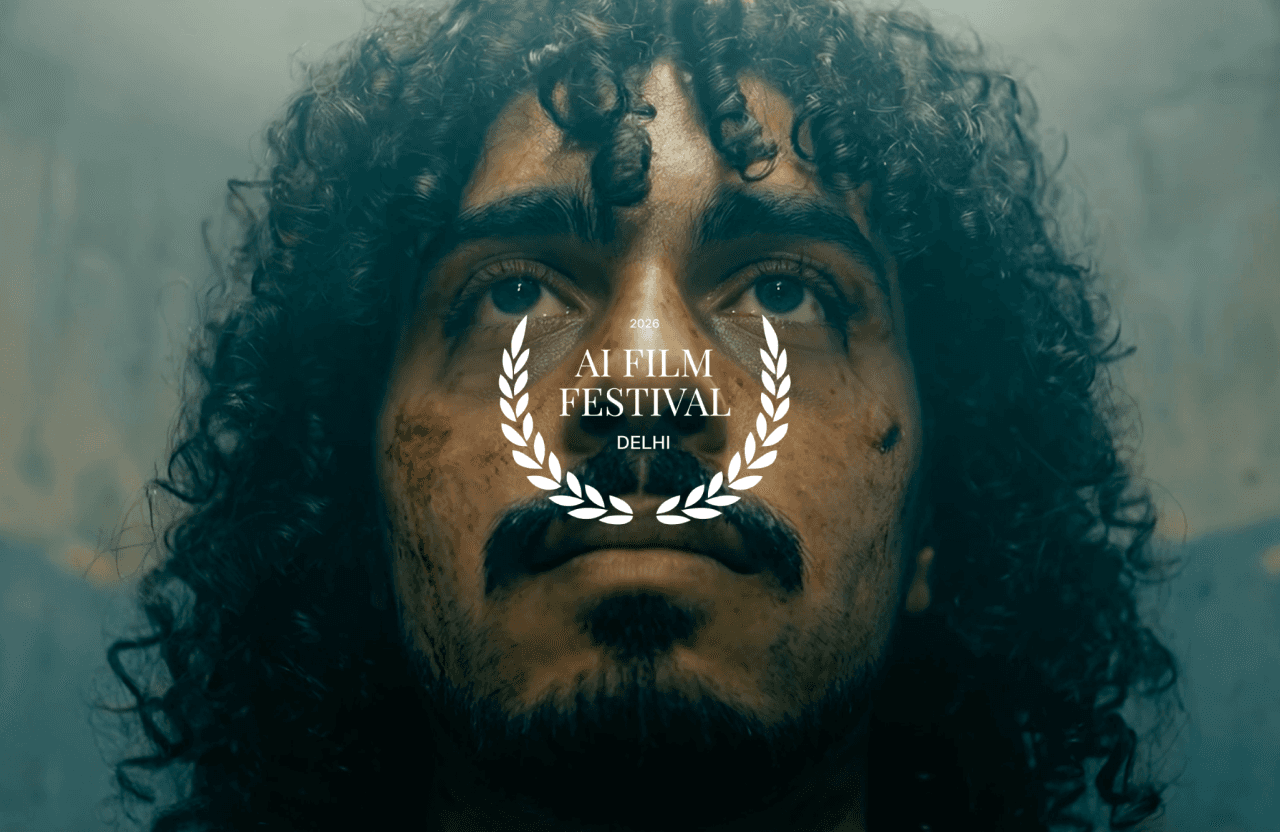 A person stands in a sandstone cave.