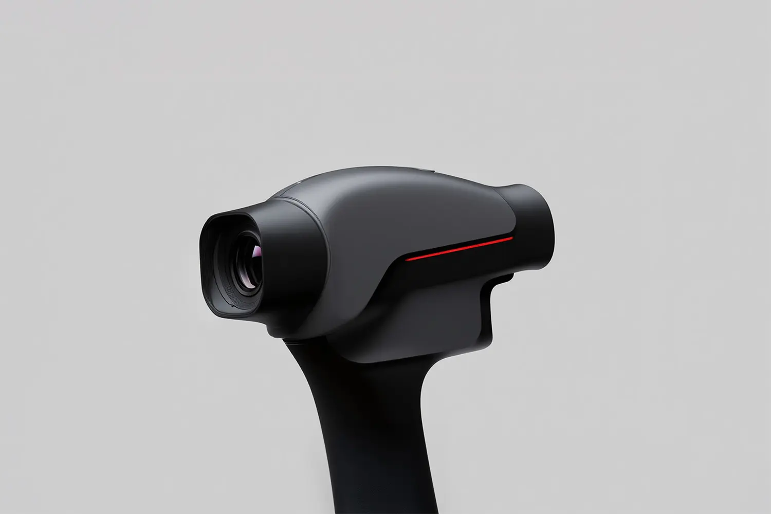 Futuristic live streaming camera on a tripod on the white background