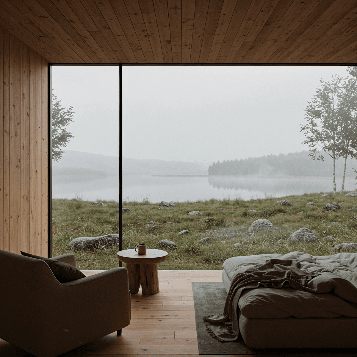 Minimalist Lakeside Room