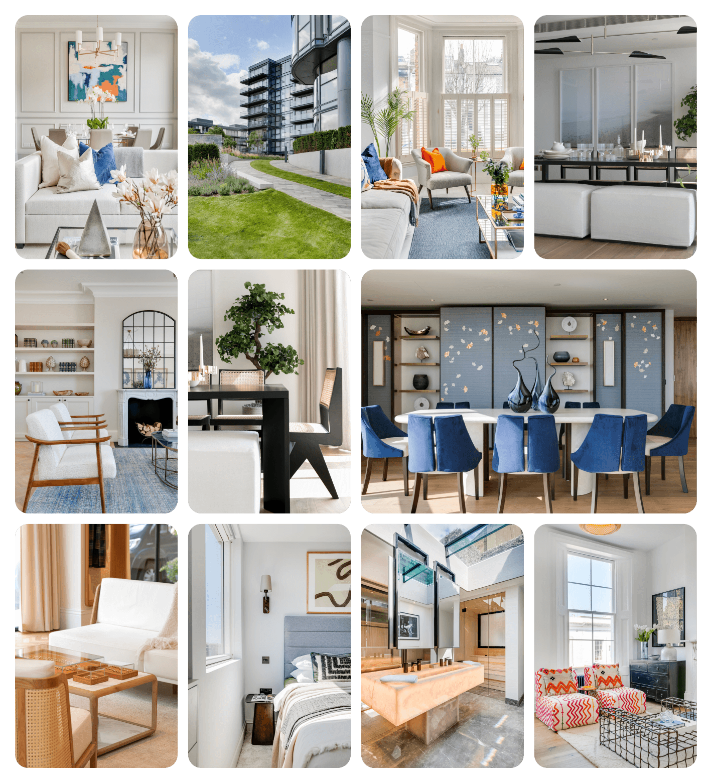 Collage showcasing Click Media Group’s property photography expertise, featuring stylish interiors, modern furnishings, and bright, inviting spaces from various residential homes