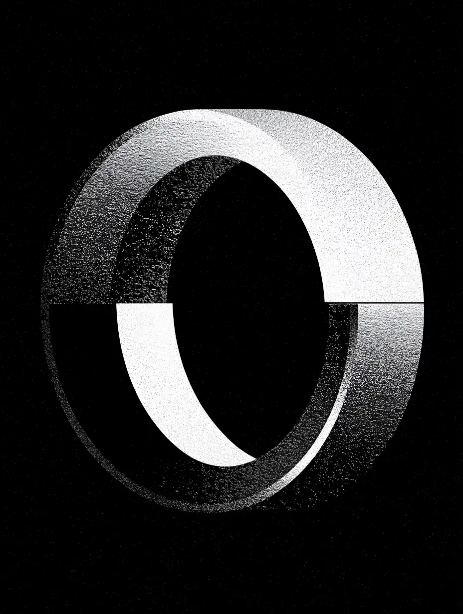 Black and white abstract circular graphic