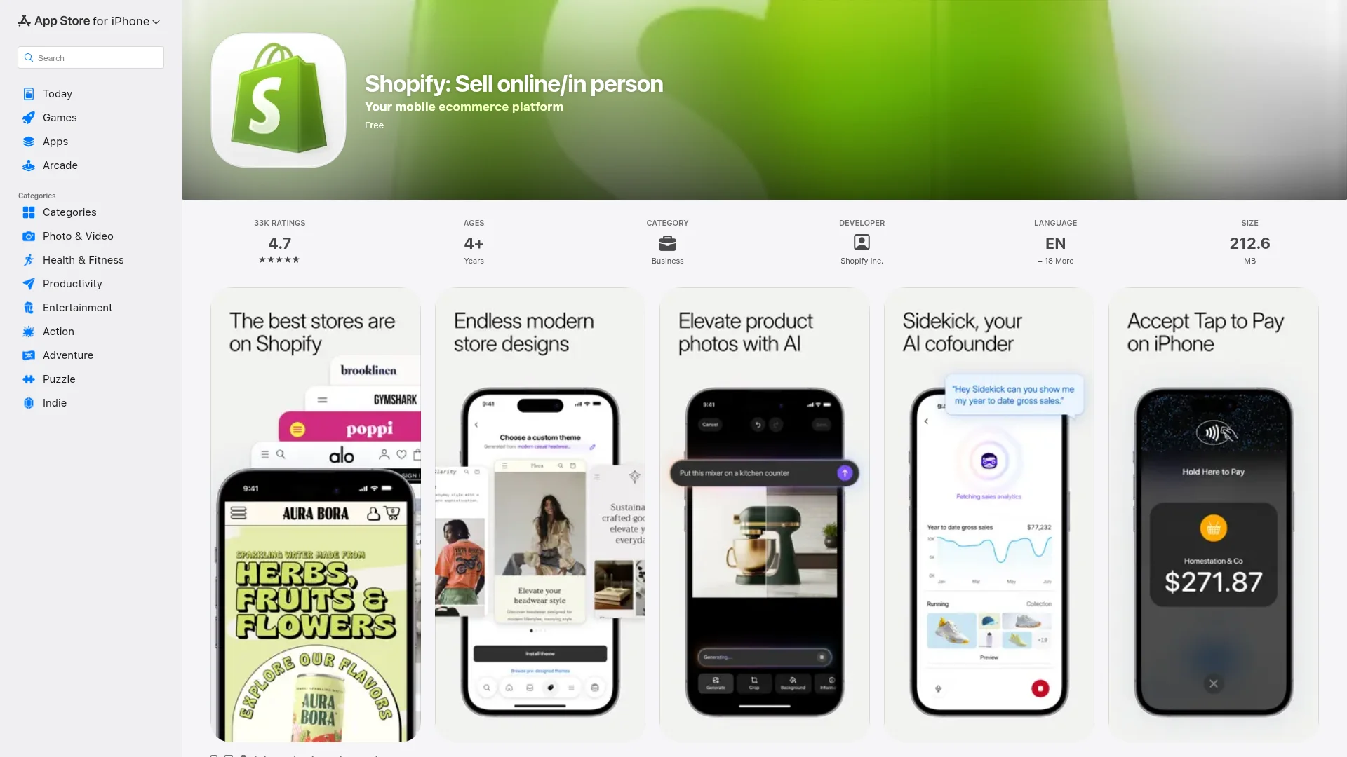 Shopify on the App Store — React Native app example