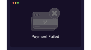 A website with a failed payment message