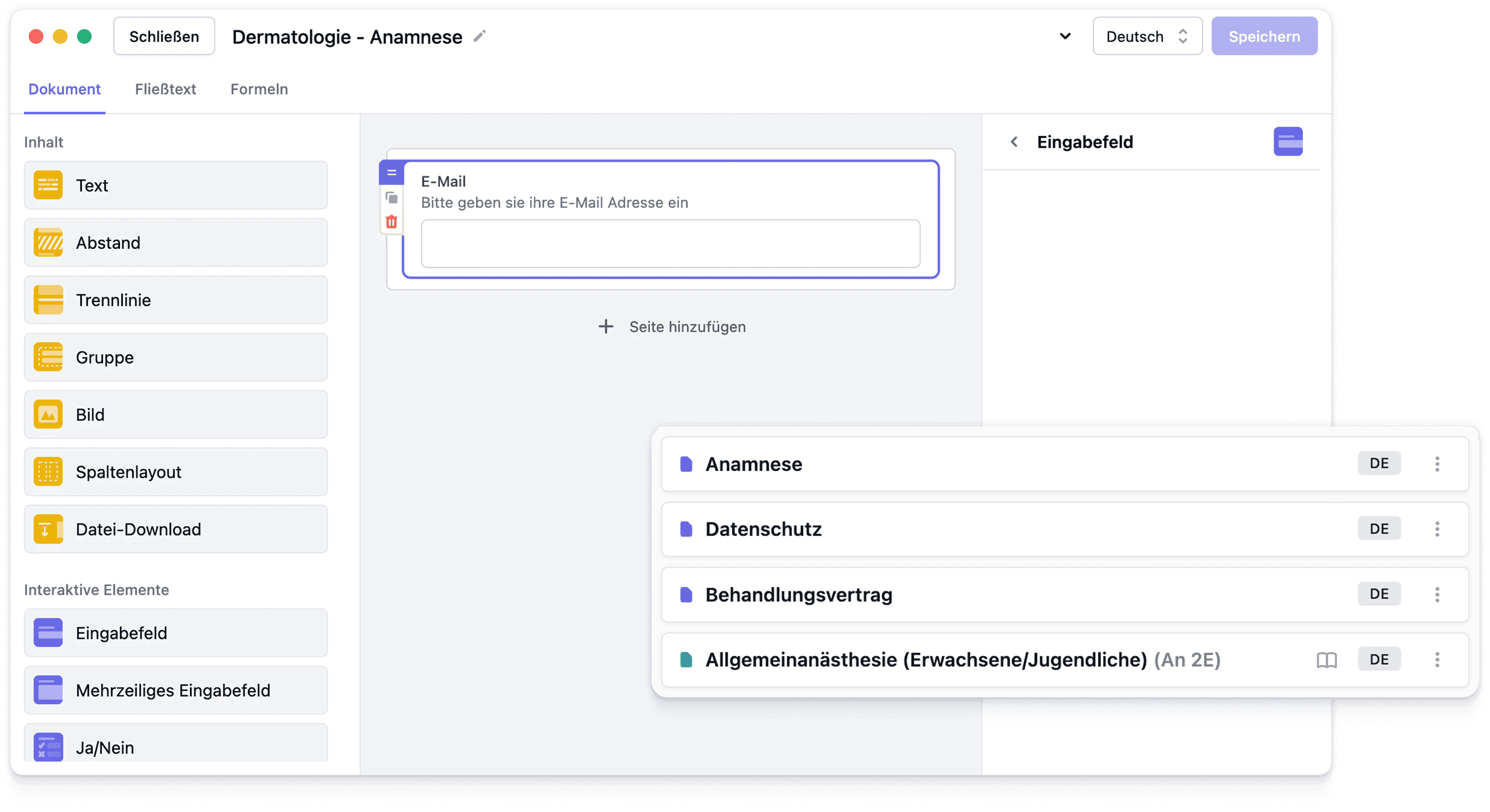 Beispielbild des Editors von Simpleprax und einigerDokumente im Vordergrund 