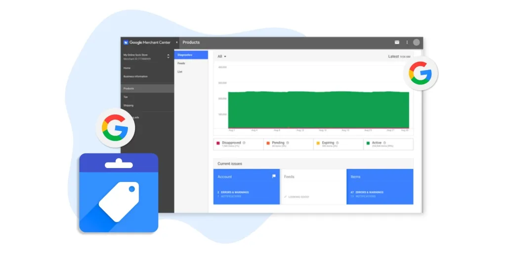 Google Merchant Centre user interface.
