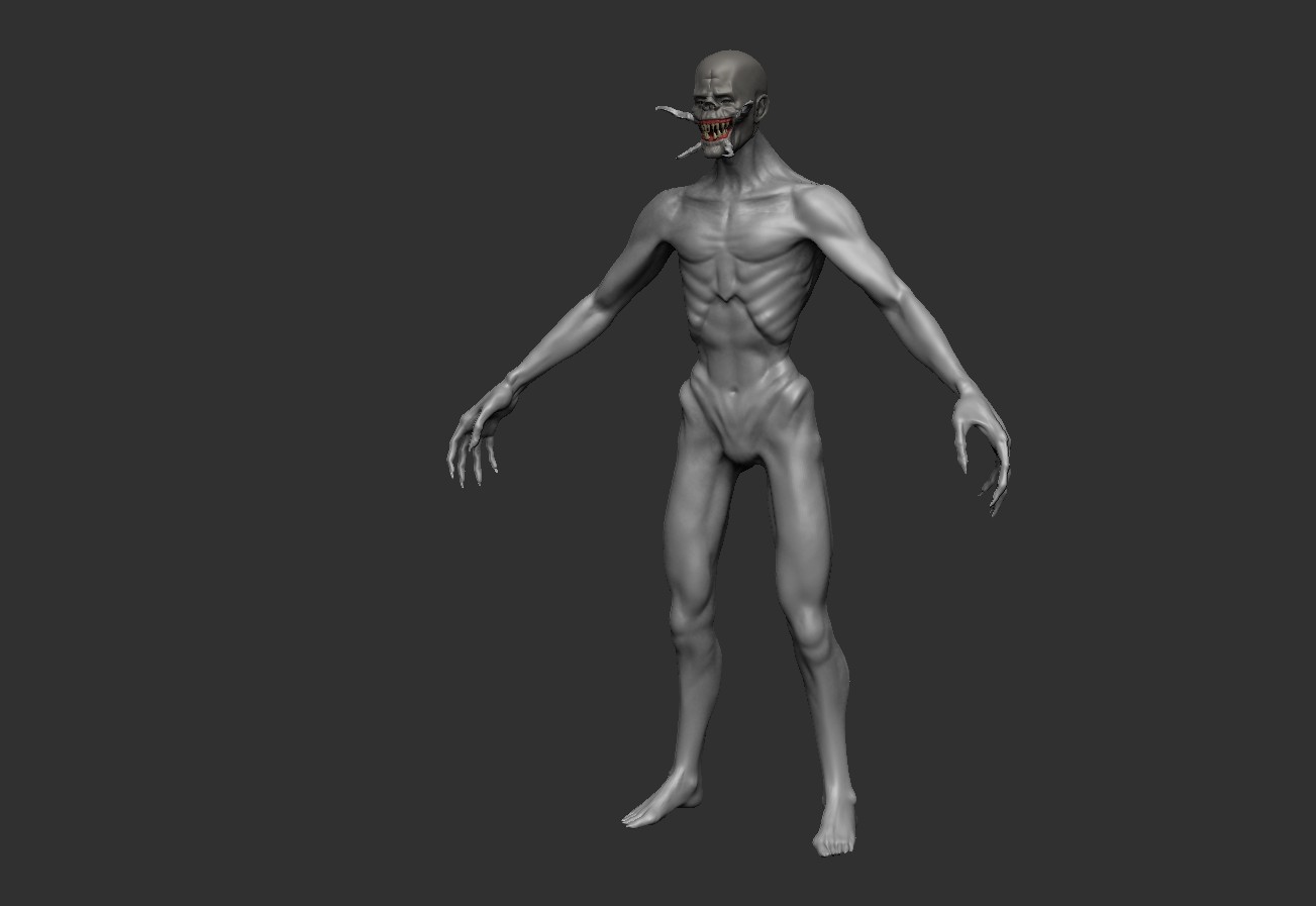 Zbrush vázlat a deformált emberi démonról