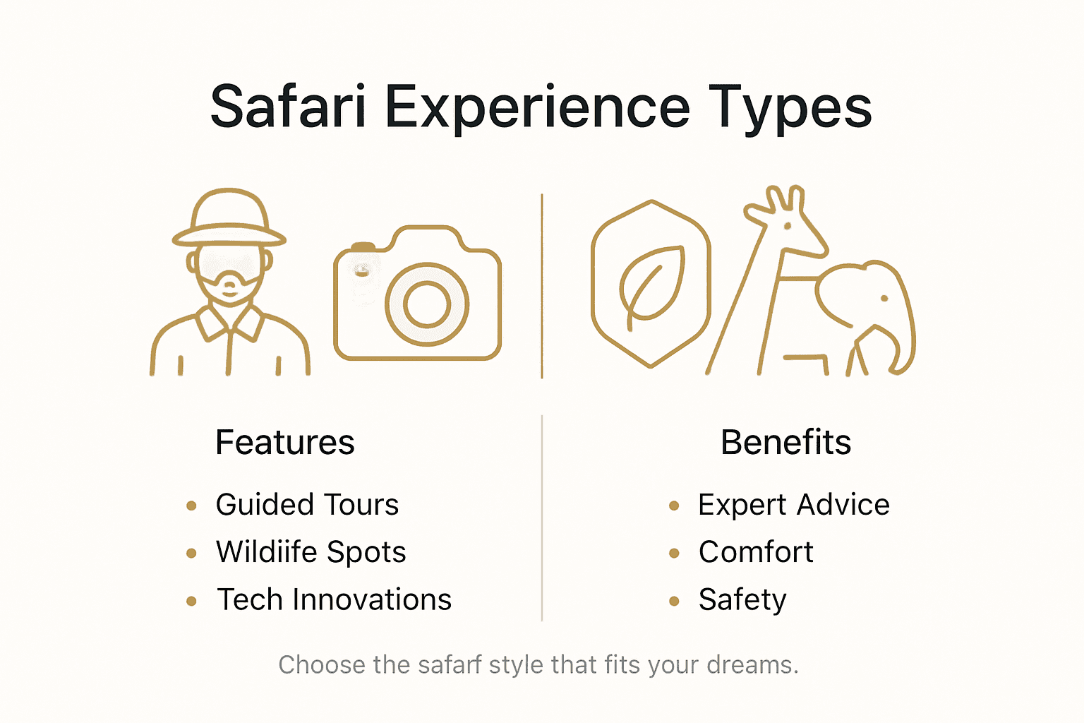 Infographic comparing safari experience types