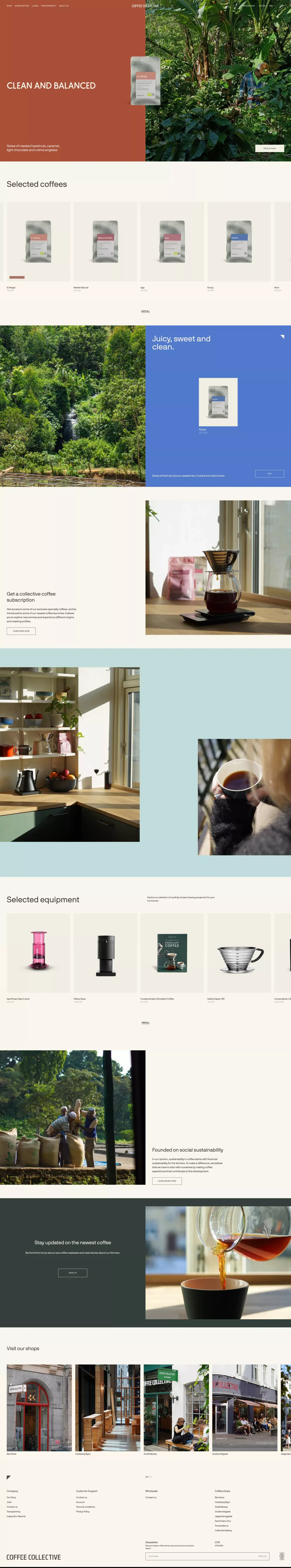 Coffee Collective landing page screenshot showcasing Food & Drinks design