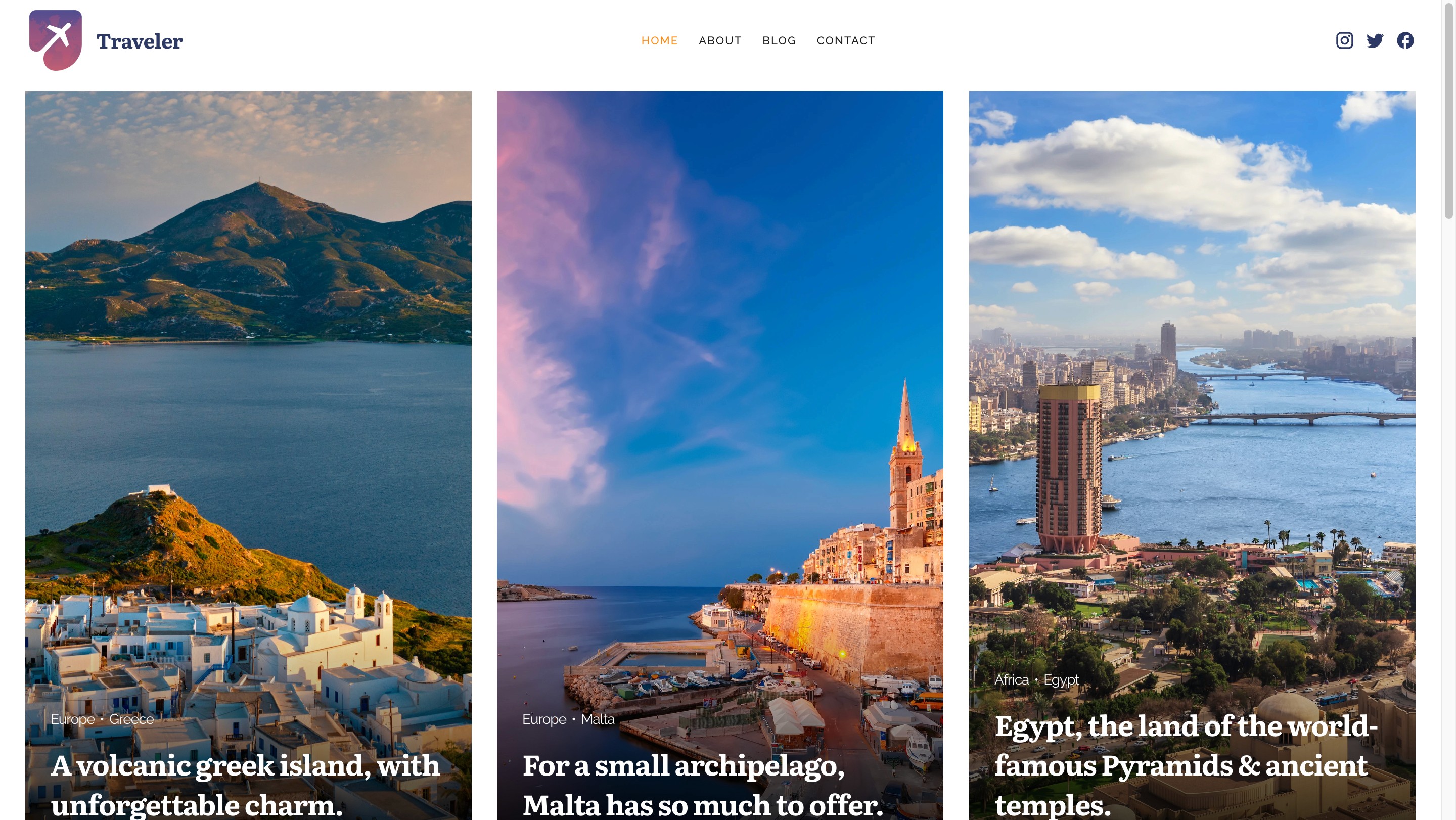 Traveler - Blog website template