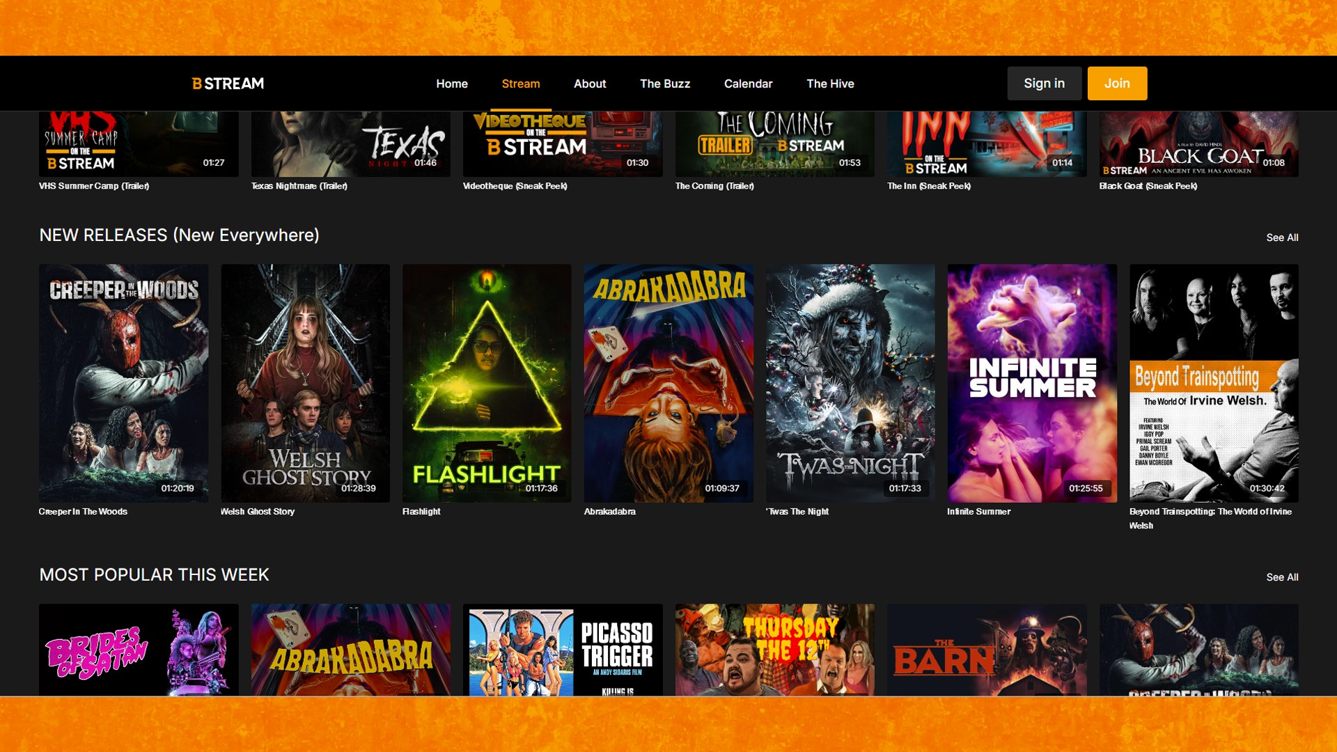 Cosmic Films on The B Stream