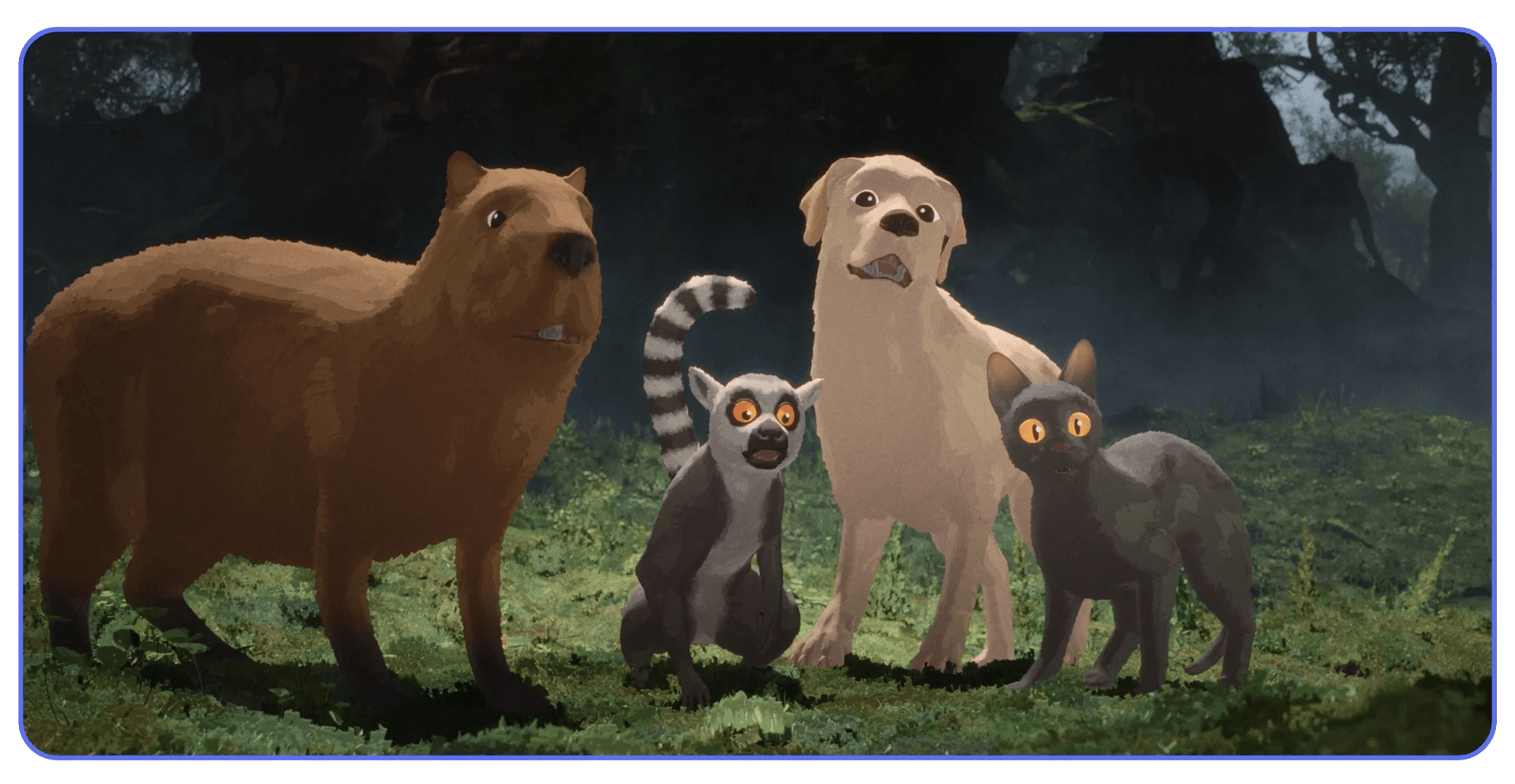 Animated scene from Flow (2024), an award-winning feature film created using Blender