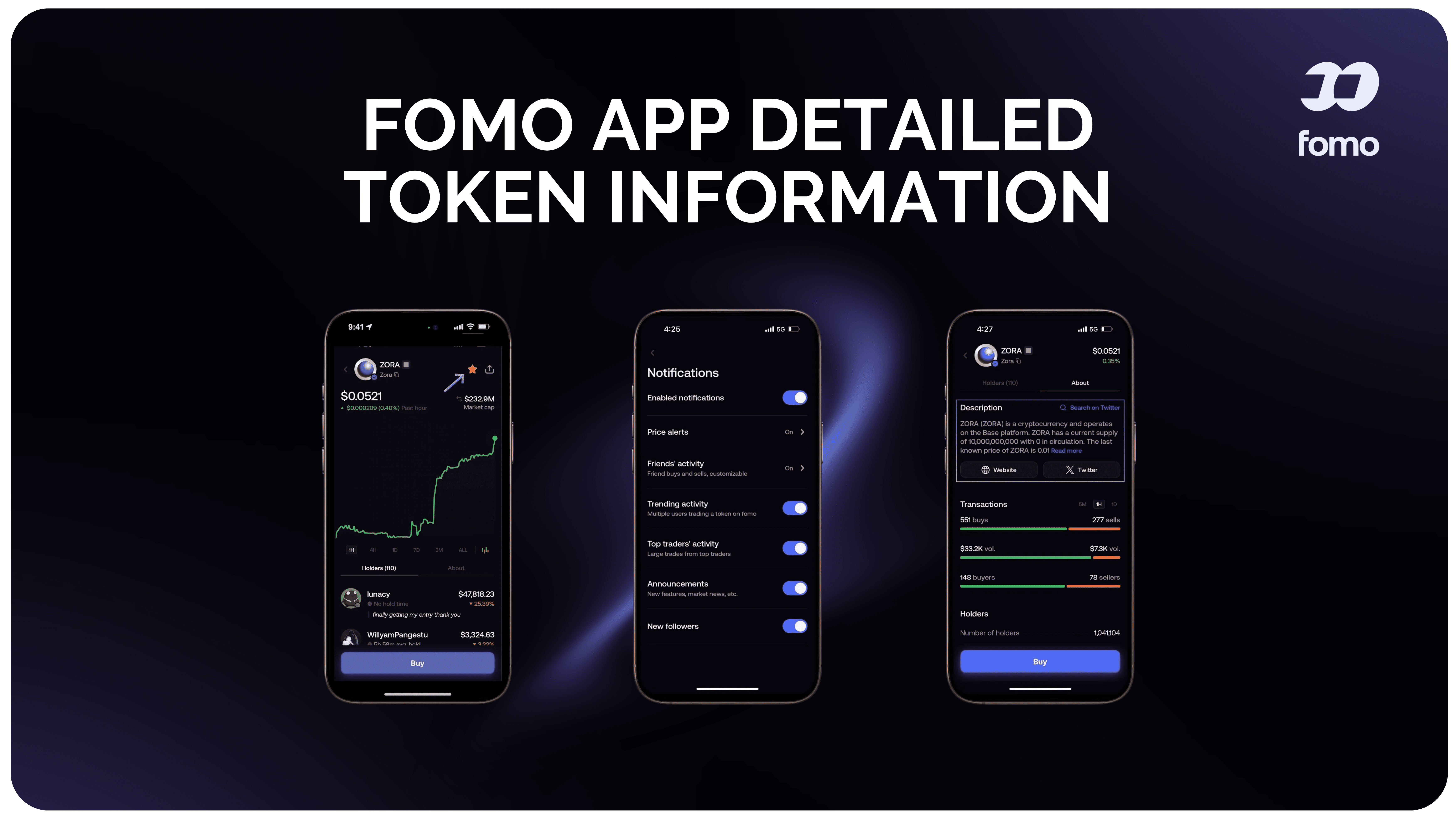 how to find more detailed information about fomo app tokens