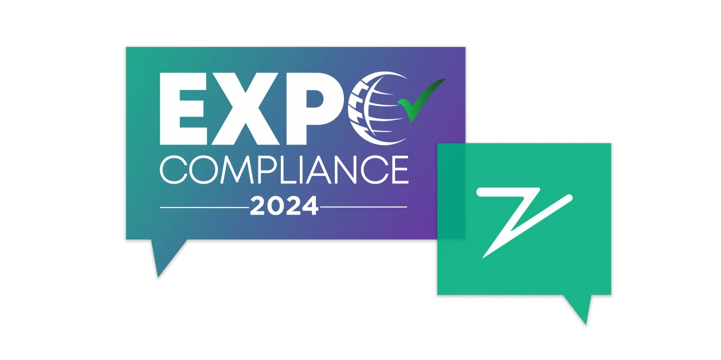 Balões de fala com os símbolos da EXPO Compliance 2024 e Zapper