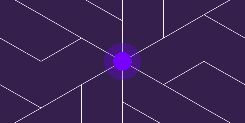 Abstract geometric maze of thin lines converging into a central focal point on a purple background, symbolizing the process of navigating and comparing FP&A software options