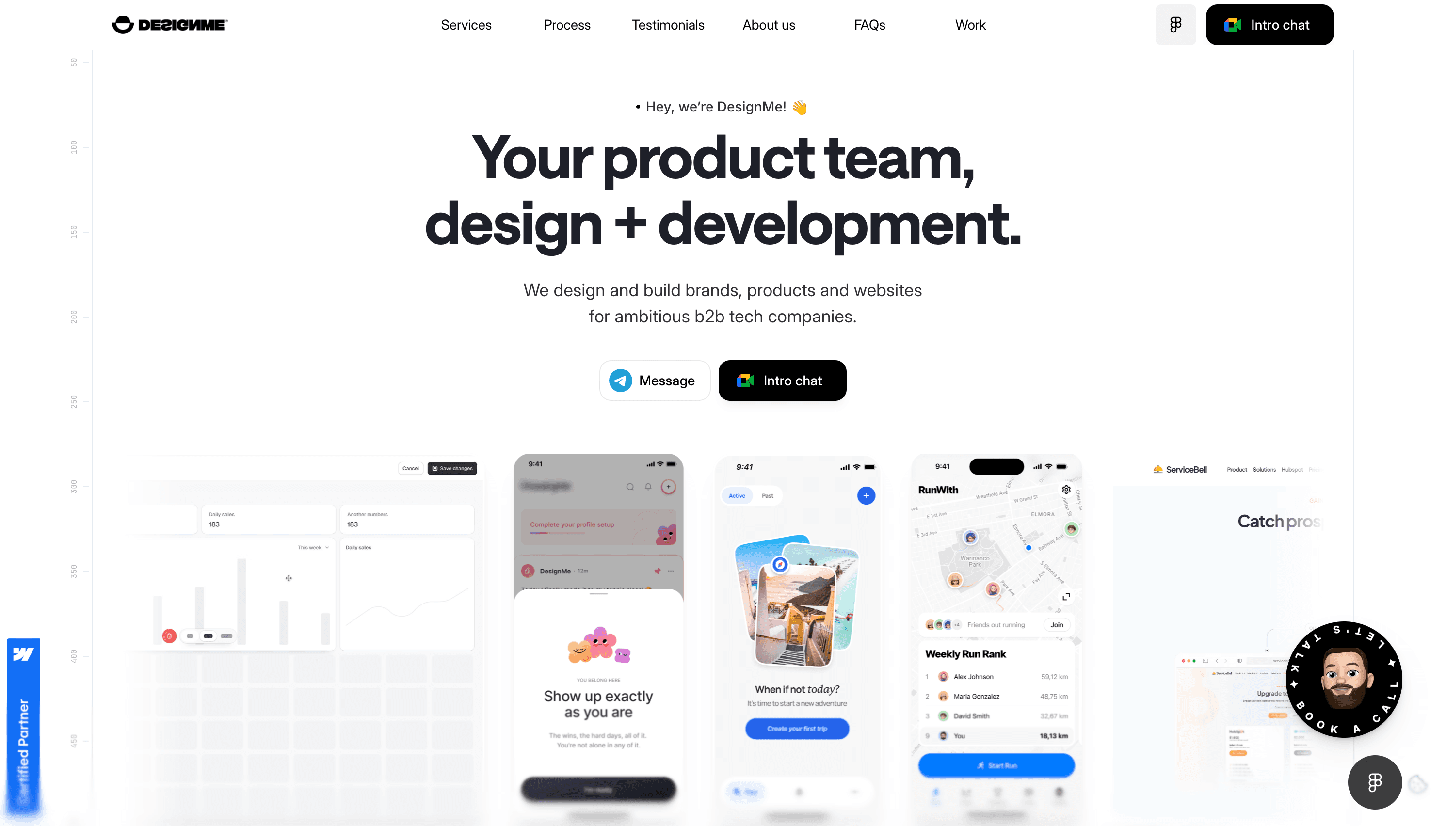designme hero landing page