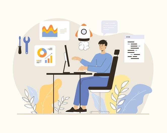 Key elements of a successful tech startup illustrated with visual elements.
