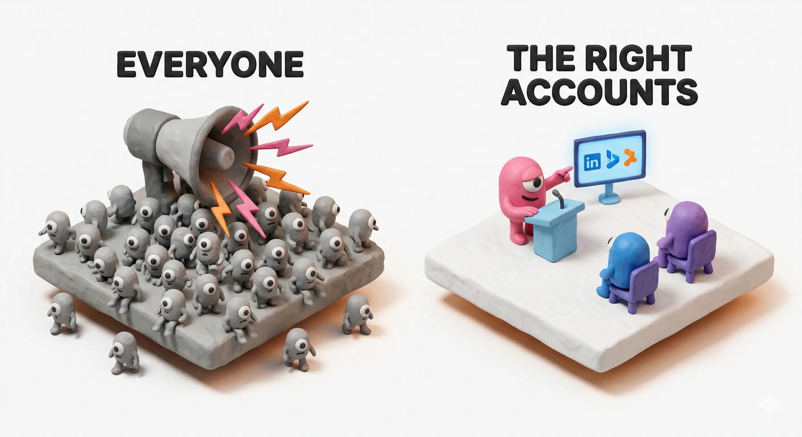 Traditional mass marketing vs. targeted ABM approach