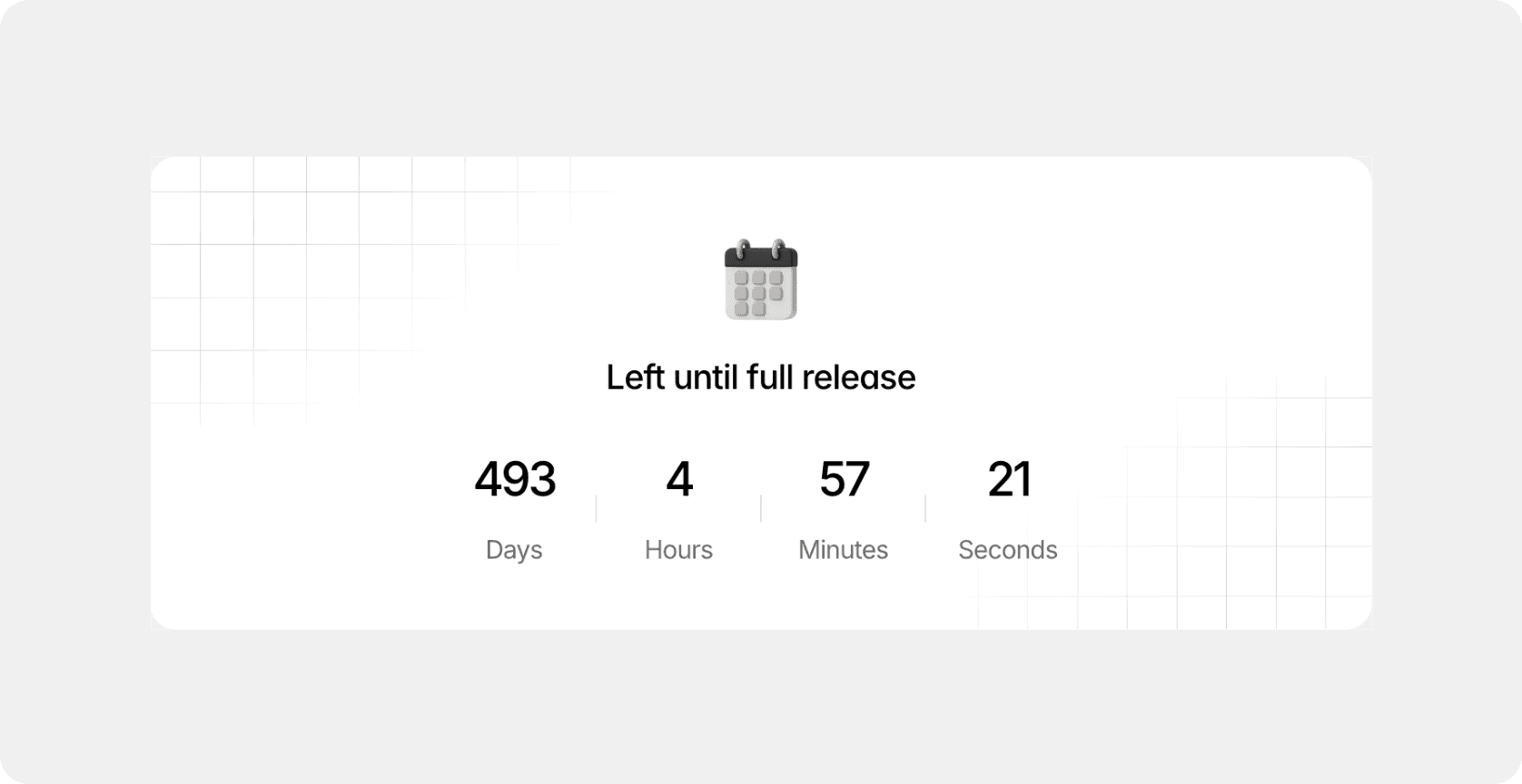 Countdown block showing days, hours, minutes, and seconds until full release